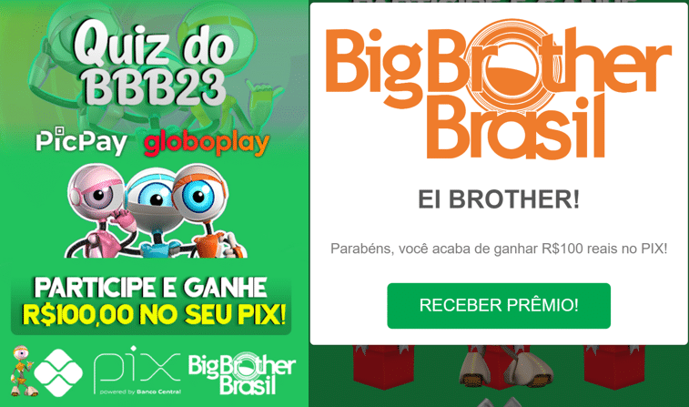 Novo golpe usa BBB como isca e promete R$ 100 no PIX