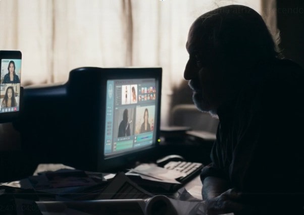 Cena da novela Travessia, novela da rede Globo onde um pedofilo usa deepfake para se passar por criança